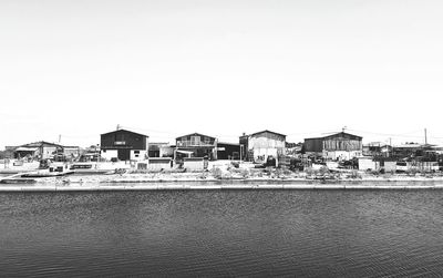 View of buildings against clear sky