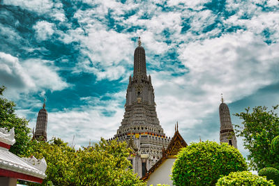 View of temple building against cloudy sky