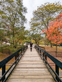 People walking on footbridge