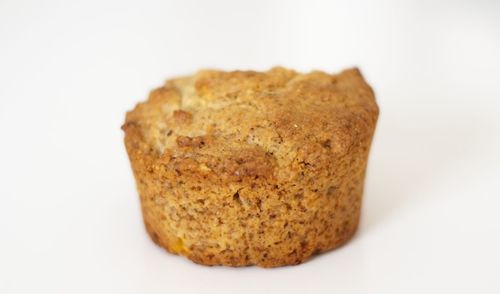 Close-up of cookies against white background