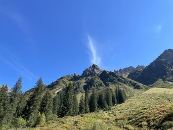 Panoramic view of landscape against blue sky