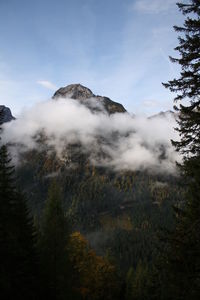 Scenic view of volcanic mountain against sky