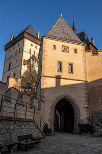 Low angle view of old building against sky