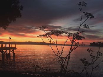 Scenic view of sea against dramatic sky