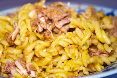 Close-up of noodles served in plate