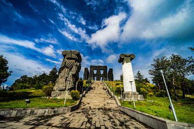 Monument of history of georgia on the coast of tbilisi's sea over the capital city of georgia