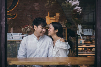 Young couple kissing outdoors