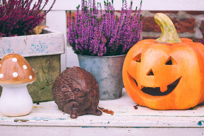 Close-up of pumpkin on table