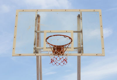 Low angle view of basketball hoop against sky