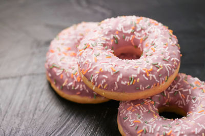 Close-up of donut on table