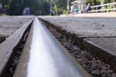 Surface level of railroad track