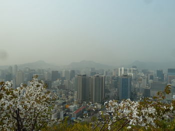 Cityscape against clear sky