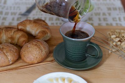 Close-up of coffee cup on table