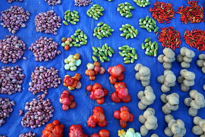 High angle view of vegetables at market for sale
