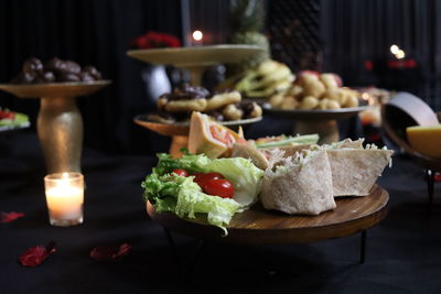 Close-up of food served on table in restaurant