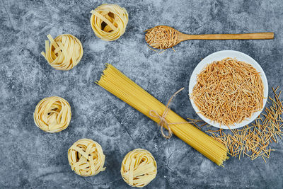 High angle view of food on table