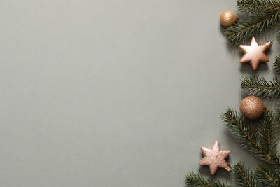 Close-up of christmas decorations on wall