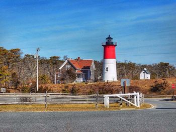 Lighthouse against blue sky