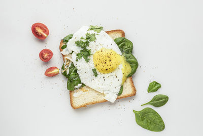High angle view of breakfast on plate