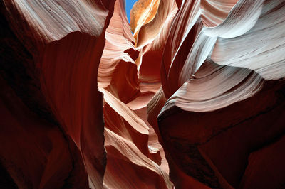 Low angle view of rock formations at antelope canyon