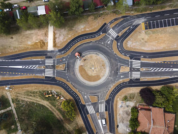 High angle view of cars on road in city