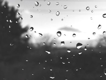 Close-up of raindrops on glass window