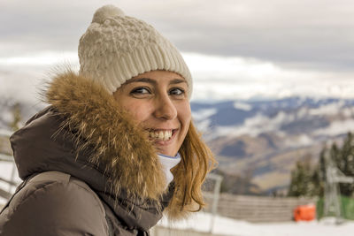 Portrait of a young woman in winter