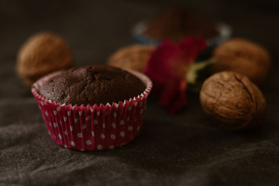 Close-up of cupcakes on table