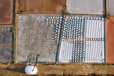 Directly above shot of birds on building wall