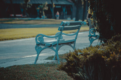 Empty bench in park