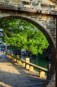 Arch bridge over river