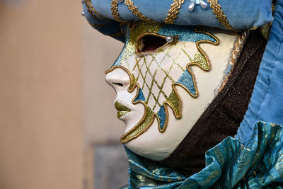 Close-up of woman wearing mask