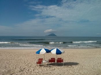 Sunshade and chairs at beach