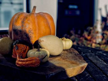 Close-up of pumpkin on table