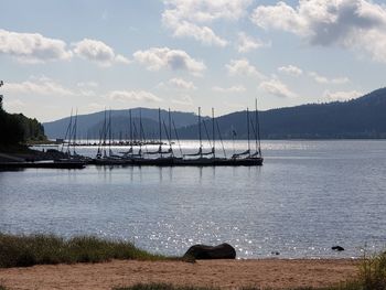 Scenic view of lake against sky