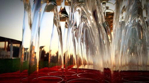 Low angle view of wine glass against building