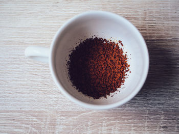 High angle view of coffee on table