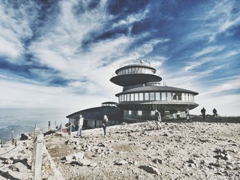 Low angle view of building on beach