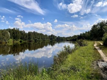 Scenic view of lake against sky