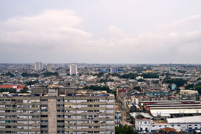 High angle view of cityscape against sky