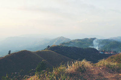 Scenic view of mountains against sky