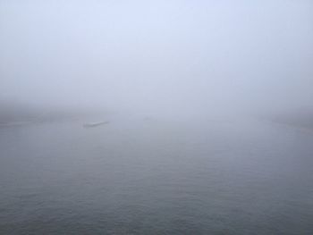 Scenic view of sea during foggy weather