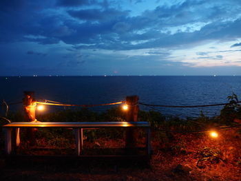 Scenic view of sea against sky at dusk