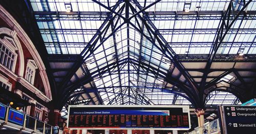 Low angle view of train at railroad station