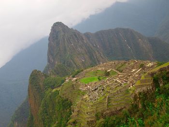 High angle view of mountain range