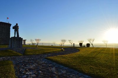 Scenic view of park against clear sky