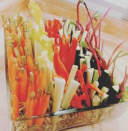 Close-up of chopped vegetables in bowl
