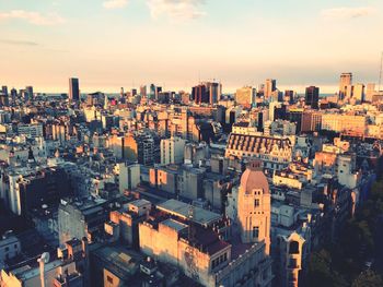 High angle view of cityscape against sky