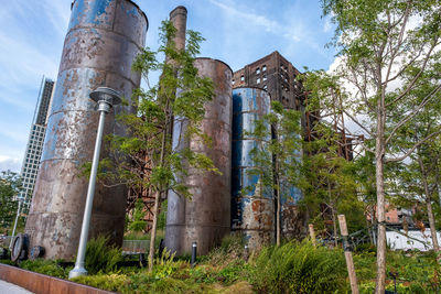 Low angle view of abandoned temple against sky