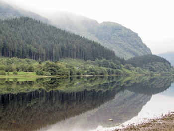 Scenic view of lake with mountains in background